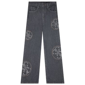 Girls Grey Embellished Logo Jeans
