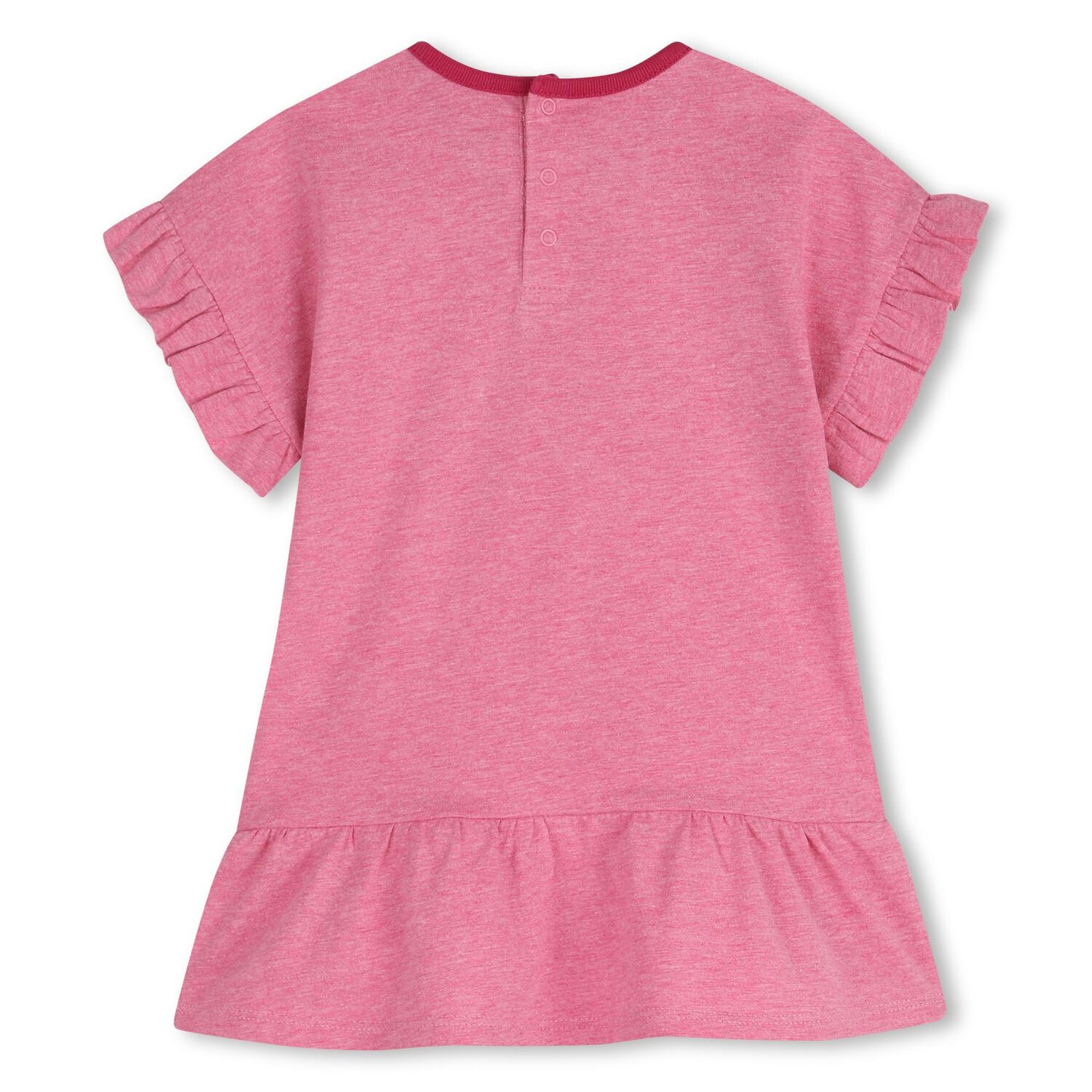 Younger Girls Pink Logo Ruffle Dress , 1, hi-res