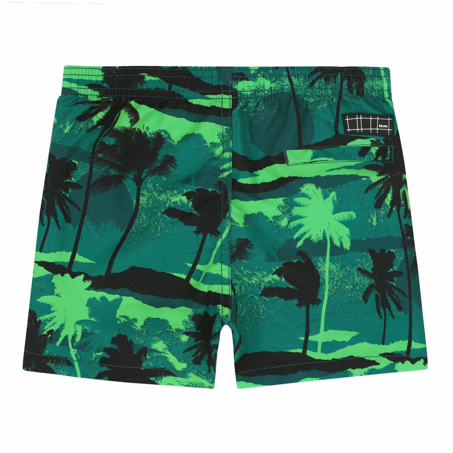 Boys Green Palm Tree Swim Shorts, 1, hi-res