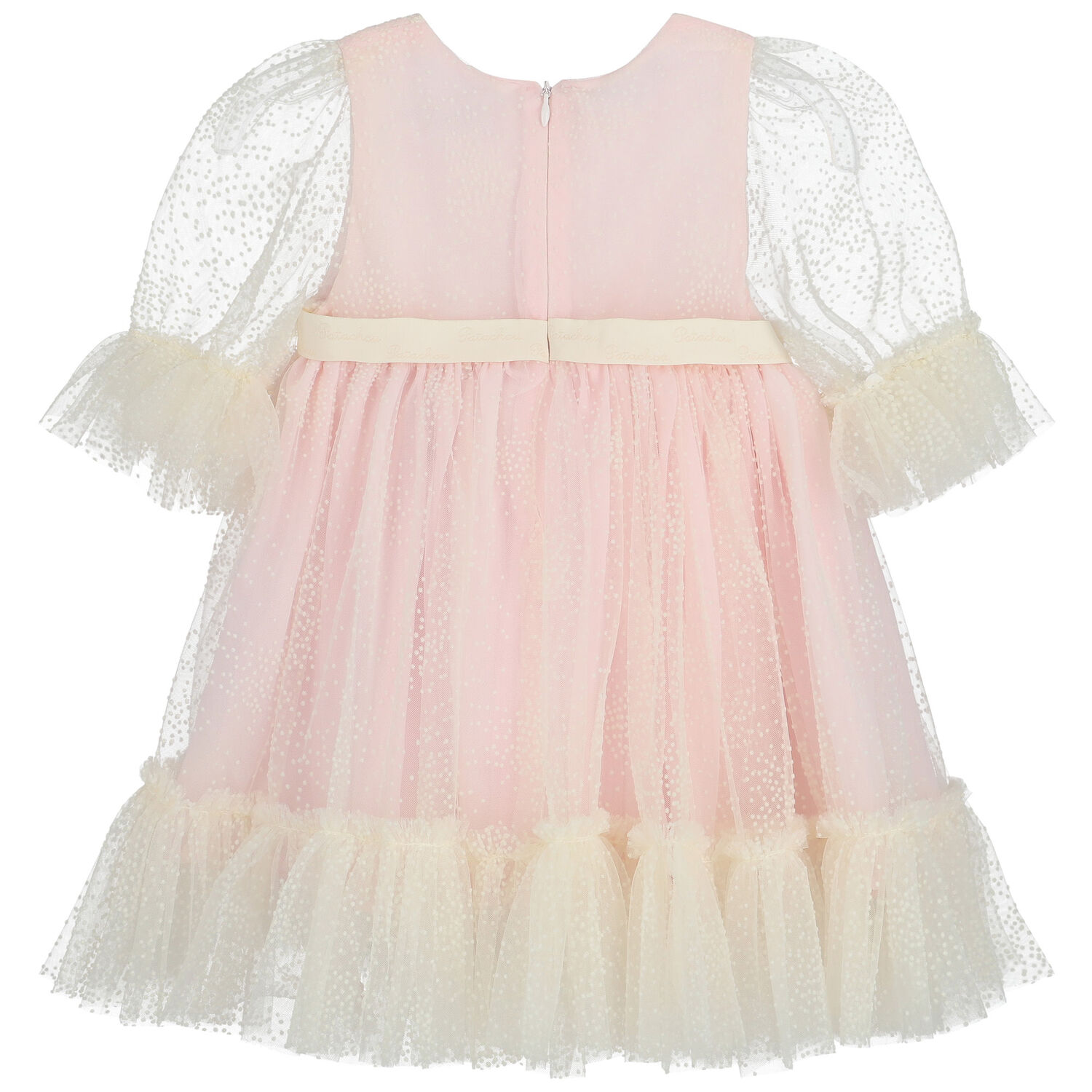 Younger Girls Ivory & Pink Tulle Dress, 1, hi-res image number null