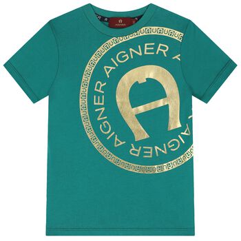 Boys Green & Gold Logo T-Shirt