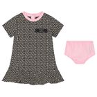 Younger Girls Monogram Print Dress, 1, hi-res