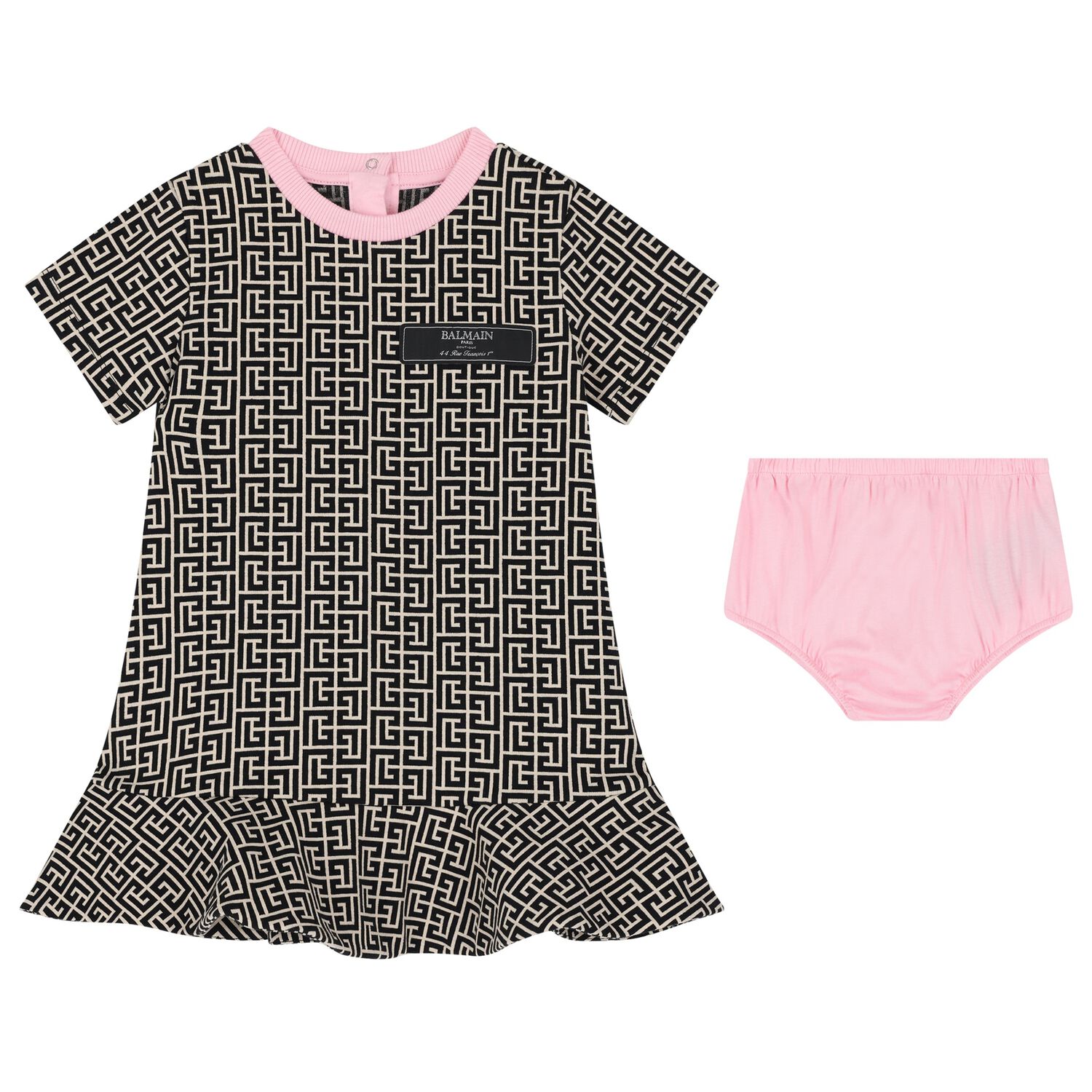 Younger Girls Monogram Print Dress, 1, hi-res