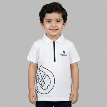Younger Boys White Logo Polo Shirt