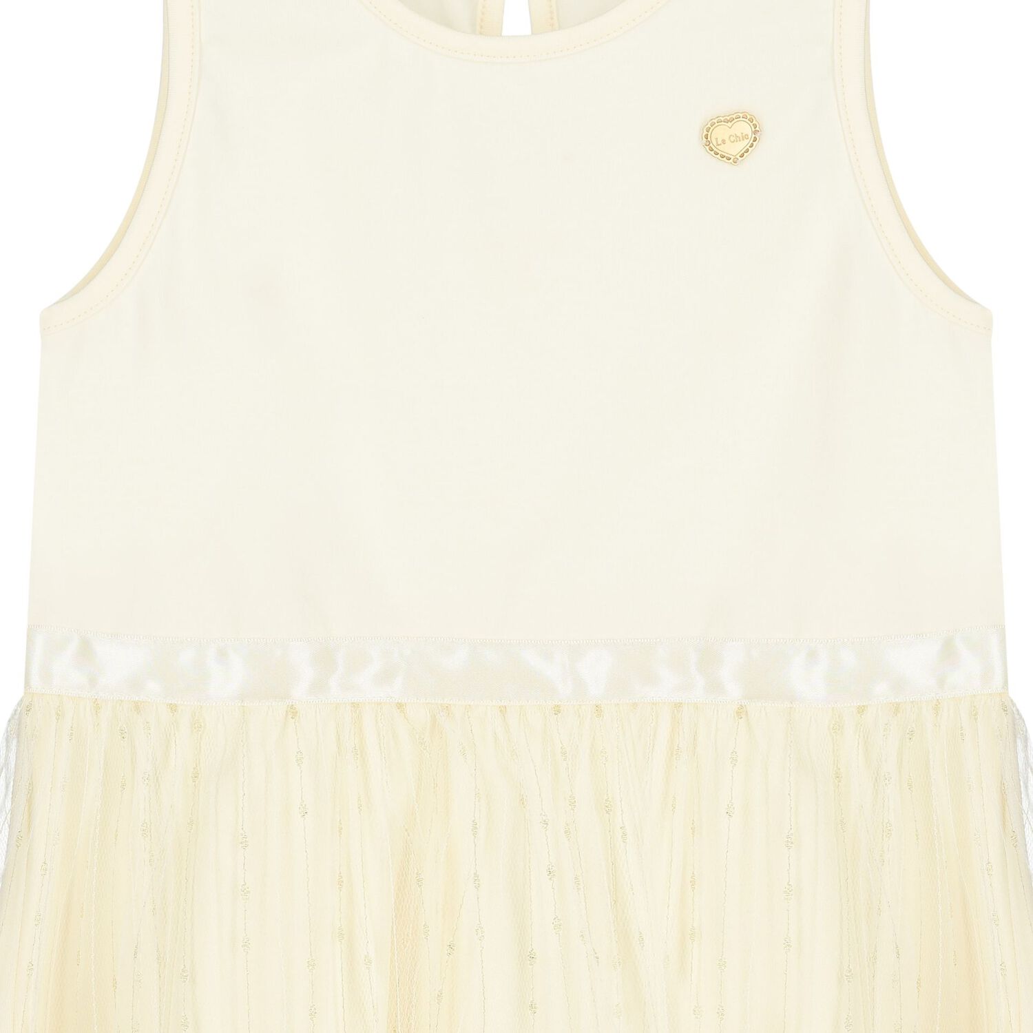 Younger Girls Ivory Logo Sleeveless Dress, 2, hi-res image number null