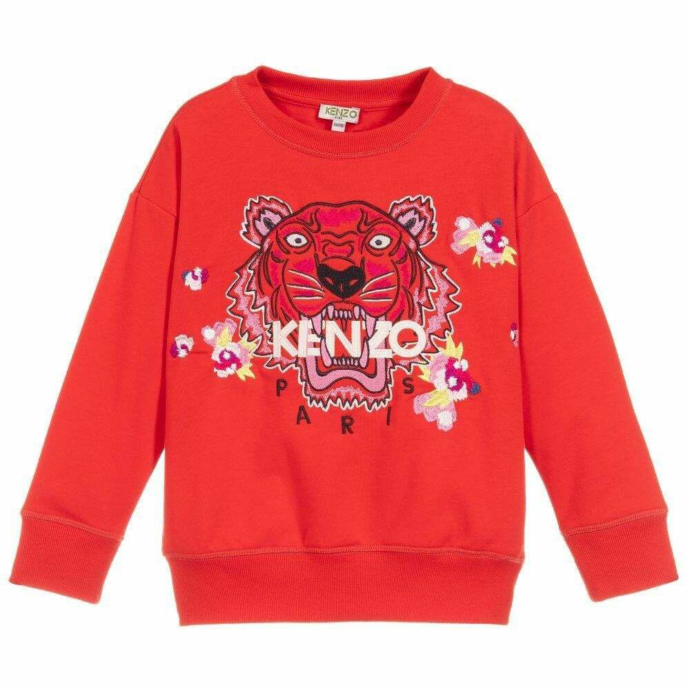 KENZO KIDS Girls Red Tiger Sweatshirt Junior Couture USA