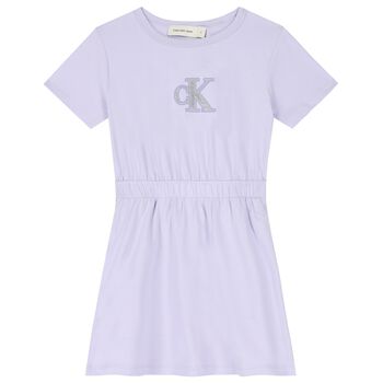 Girls Purple Glittery Logo Dress