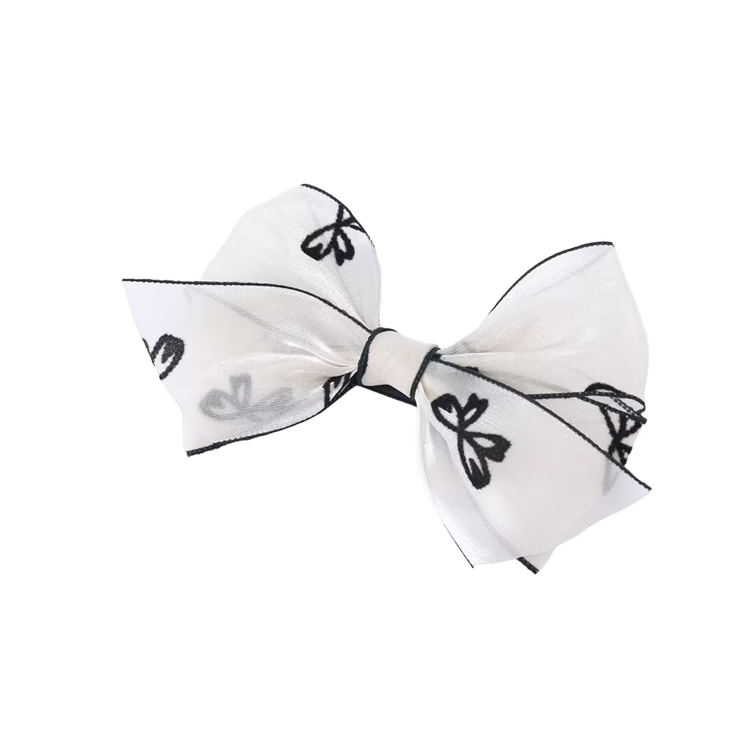 Girls White & Navy Blue Bow Hairclip, 1, hi-res