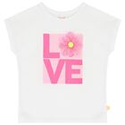 Girls White & Pink Flower T-Shirt, 1, hi-res