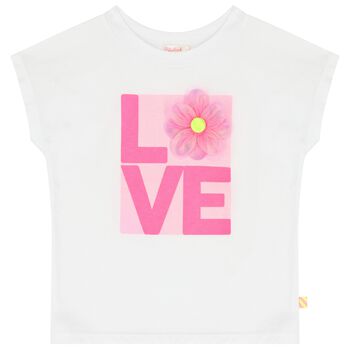 Girls White & Pink Flower T-Shirt