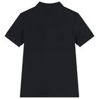 Boys Black Logo Polo Shirt, 1, hi-res