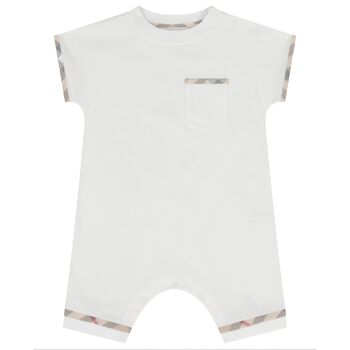 White Check Baby Romper