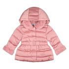 Younger Girls Pink Hooded Puffer Jacket, 1, hi-res