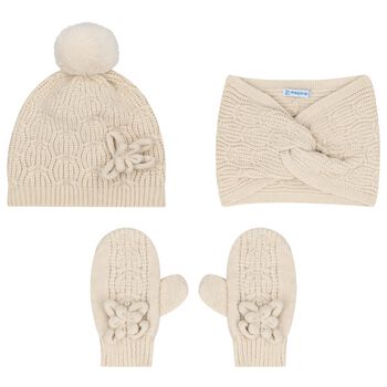Younger Girls Ivory Knitted 3 Piece Set