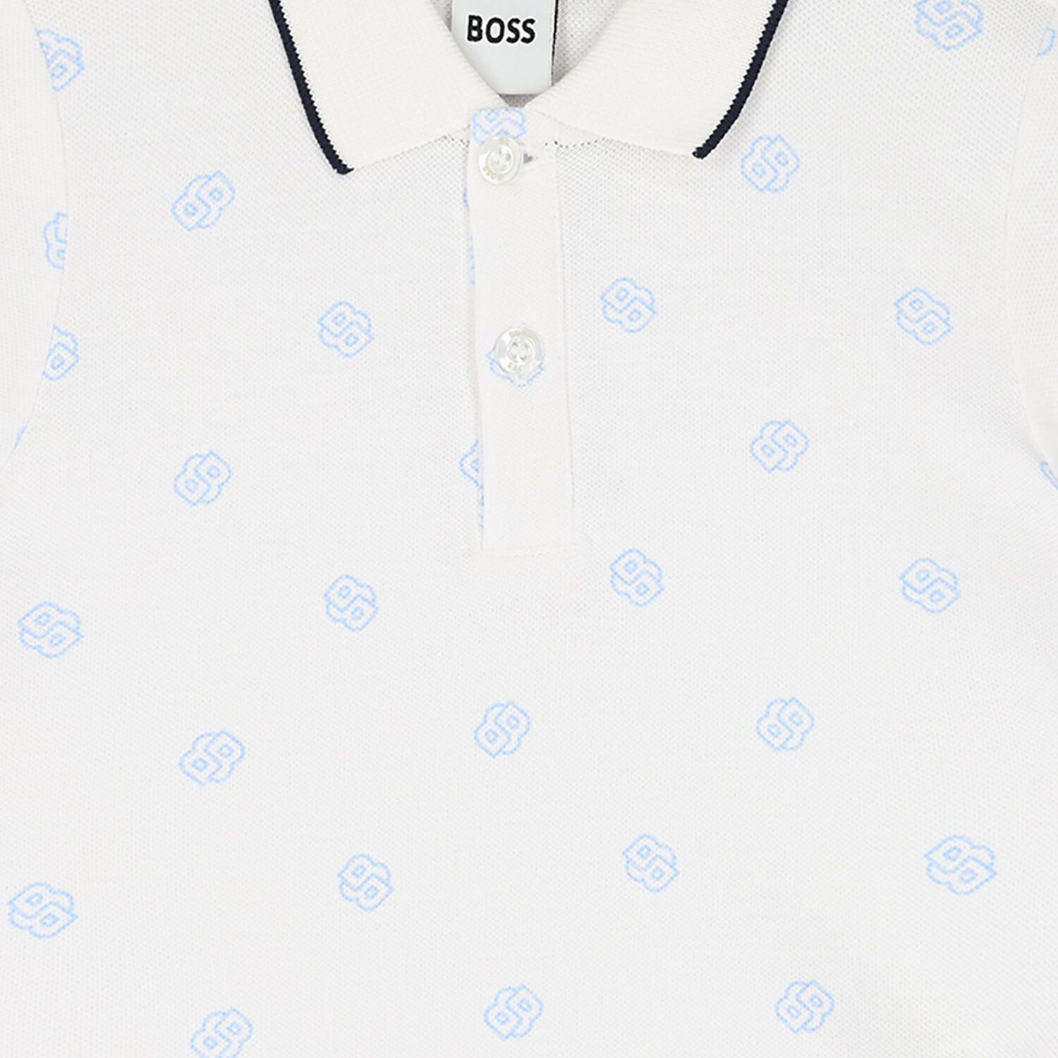 Younger Boys White Logo Polo Shirt, 1, hi-res