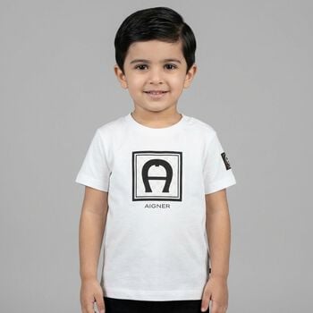 تيشيرت اولاد بالشعار باللون الابيض 