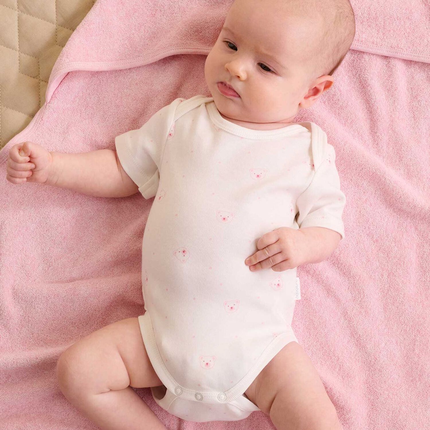 منشفة بغطاء رأس على شكل دب وردي للبنات الصغار, 2, hi-res