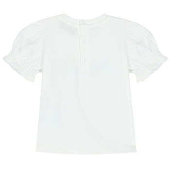 Younger Girls White Floral & Logo T-Shirt