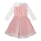 Girls Pink Tulle Flowers Dress, 1, hi-res