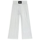 Girls Silver Plissé Logo Trousers, 1, hi-res