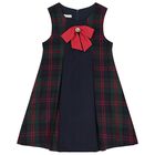 فستان بنات تارتان باللون الكحلي و الأخضر, 1, hi-res