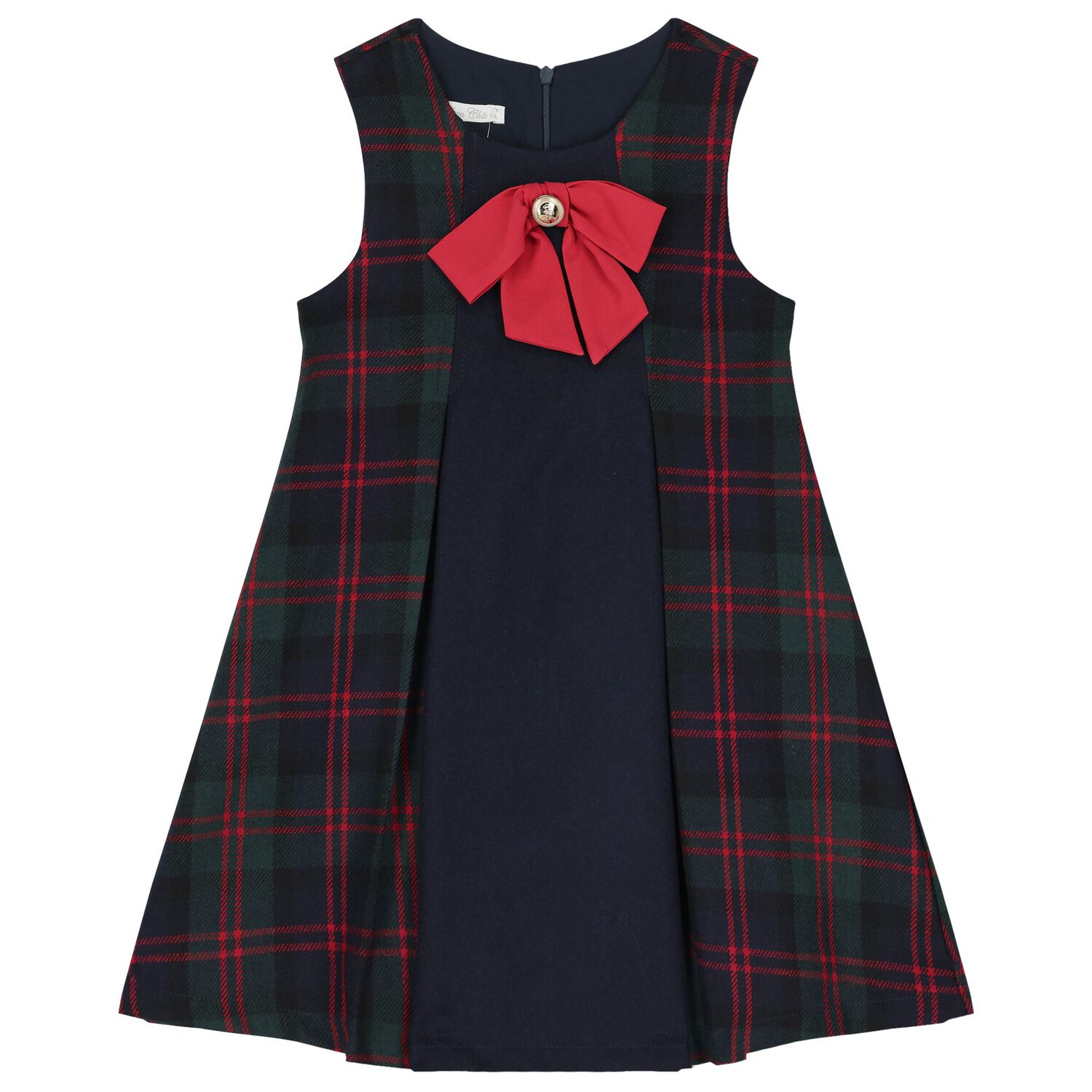 فستان بنات تارتان باللون الكحلي و الأخضر, 1, hi-res image number null