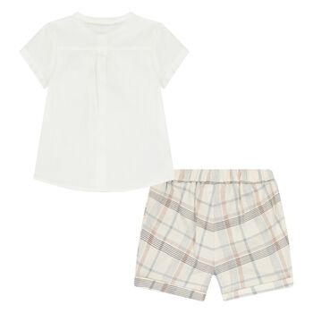 Younger Boys Ivory & Beige Shorts Set