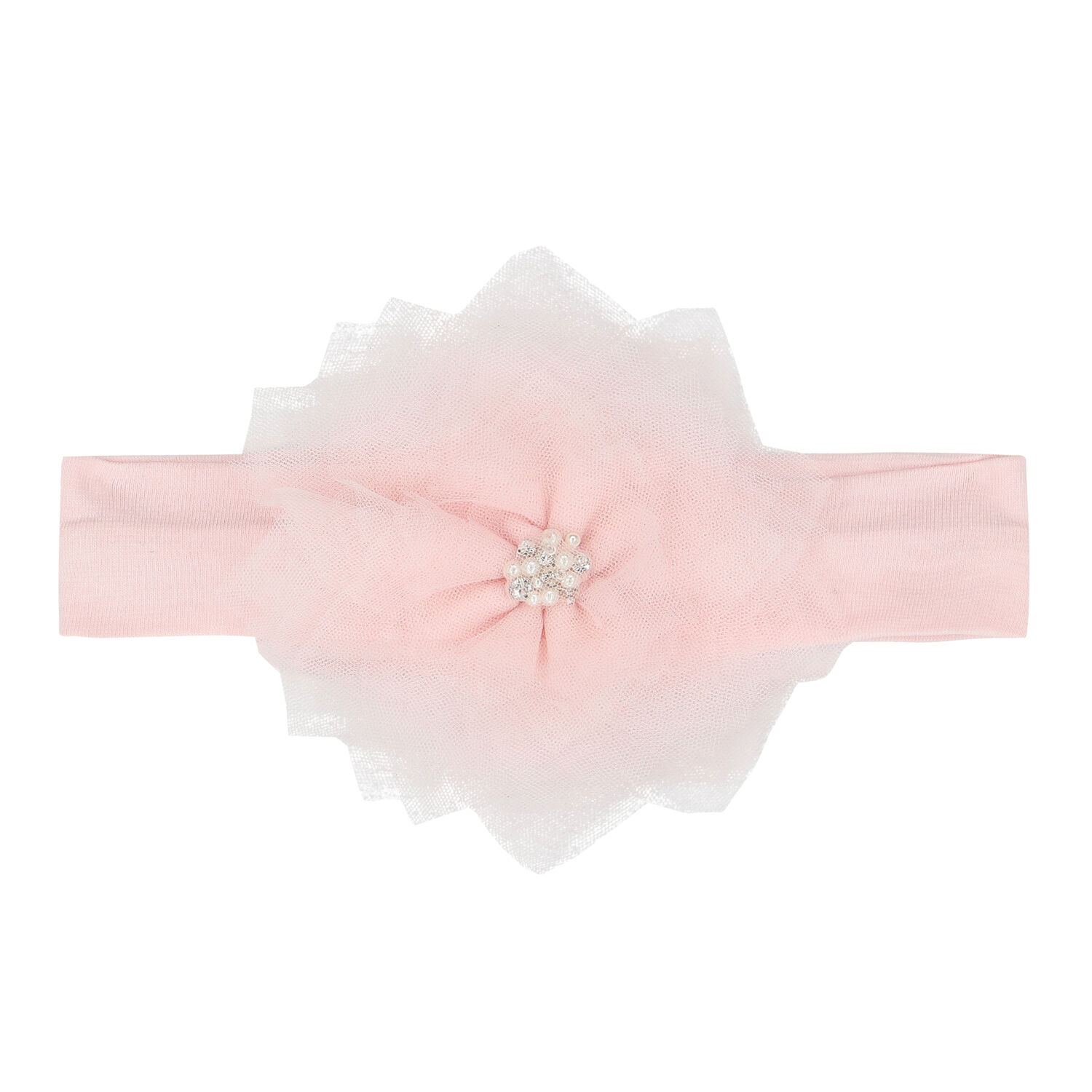 Girls Pink Tulle Flower Headband, 1, hi-res image number null