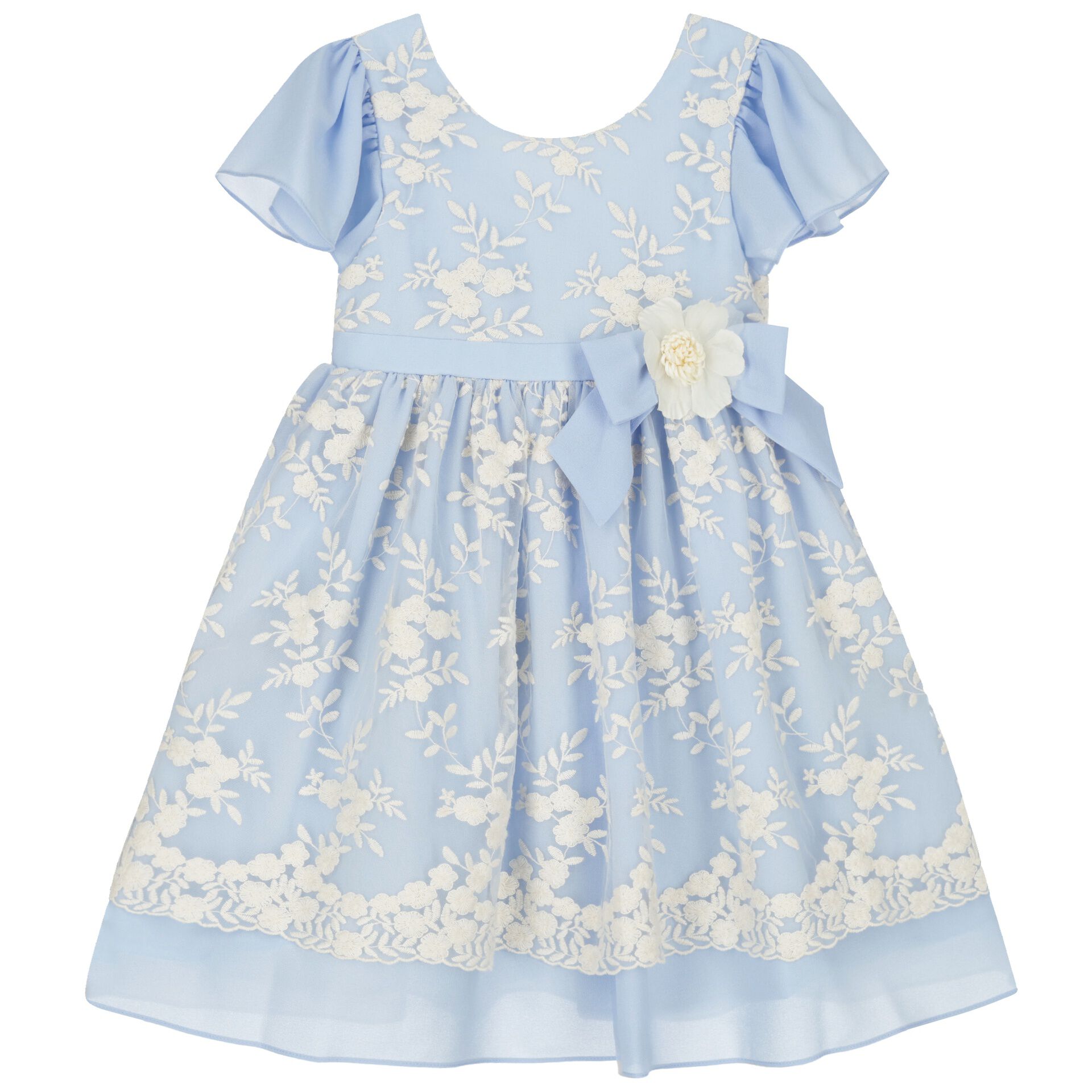 Patachou embroidered short-sleeved dress - White