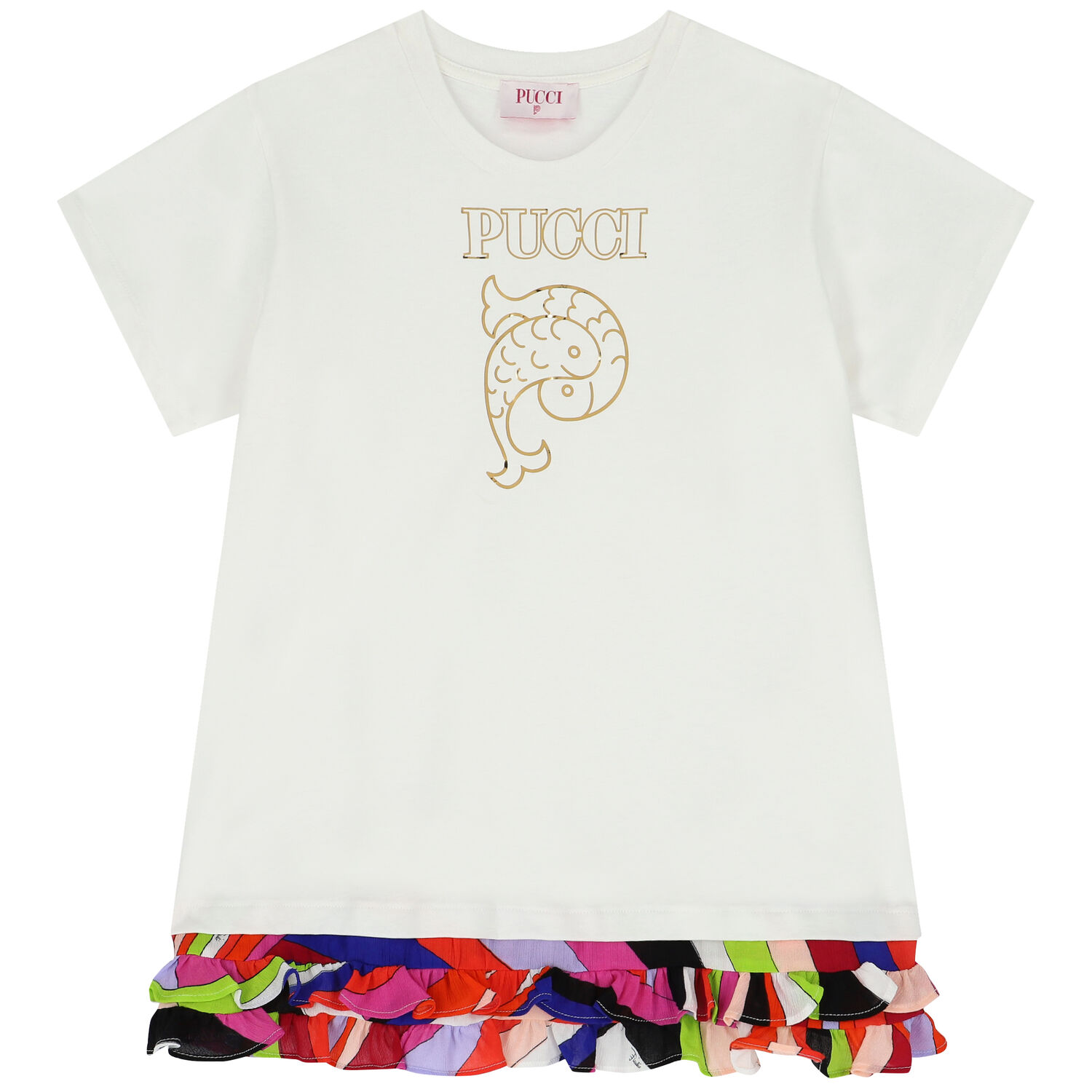 Girls Ivory Logo Dress, 1, hi-res image number null