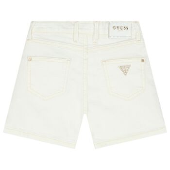Girls White Denim Sparkly Shorts