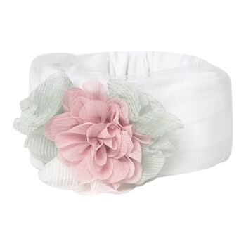 Baby Girls White & Pink Flower Headband 
