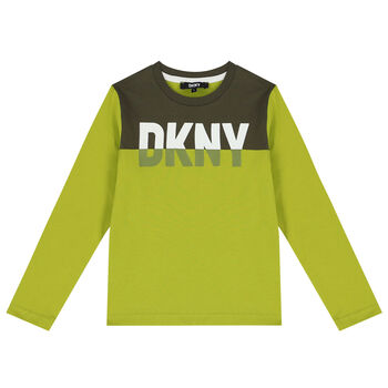 Boys Green Logo Long Sleeve Top