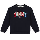 Boys Navy Logo Embroidered Sweatshirt, 1, hi-res