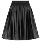 Girls Black Logo Pleated Skirt, 1, hi-res
