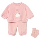 Baby Girls Pink Tracksuit Set, 1, hi-res