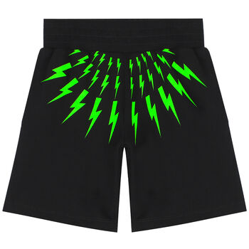 Boys Black Thunderbolt Logo Shorts