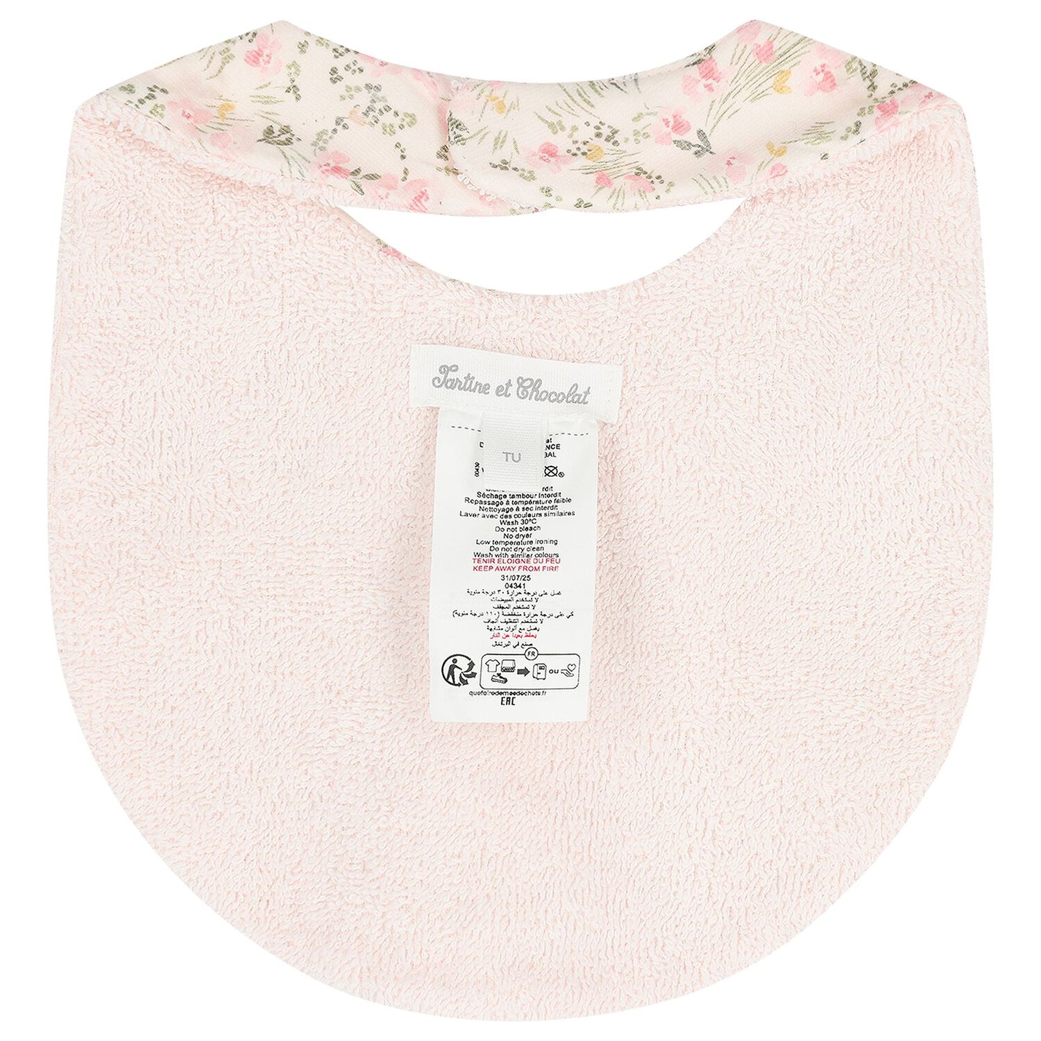 Baby Girls Pink Floral Bib, 1, hi-res