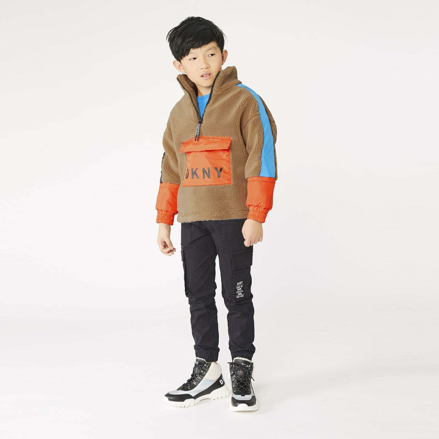 Boys Black Logo Trousers, 1, hi-res