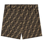 Boys Beige FF Logo Shorts, 1, hi-res