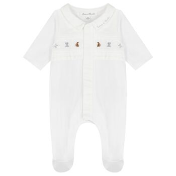 Baby Boys White Logo Babygrow