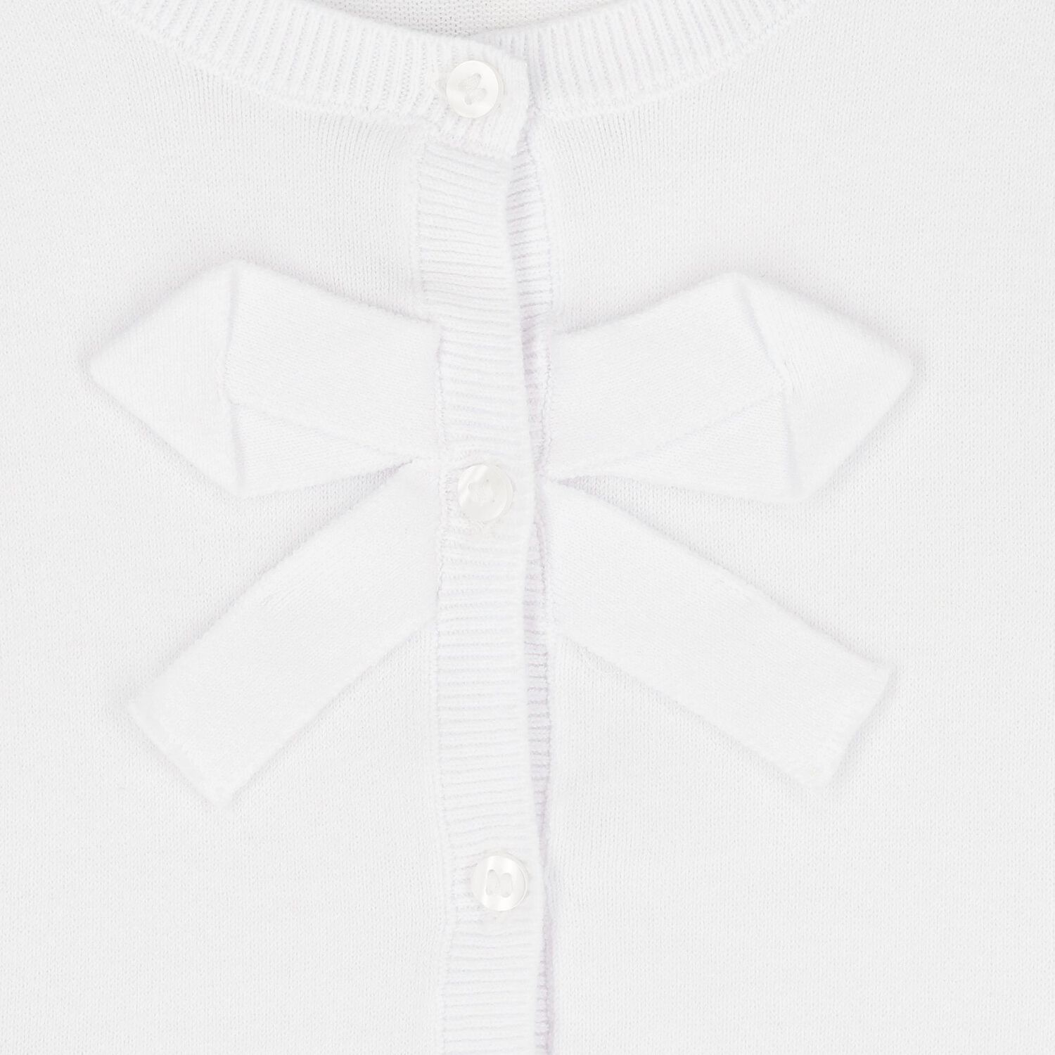 Girls White Bow Knit Cardigan, 1, hi-res