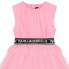 Girls Pink Logo Tulle Dress, 1, hi-res