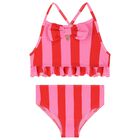 Girls Pink & Red Striped Bikini, 1, hi-res