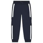 Boys Navy Blue Logo Joggers, 2, hi-res