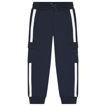 Boys Navy Blue Logo Joggers