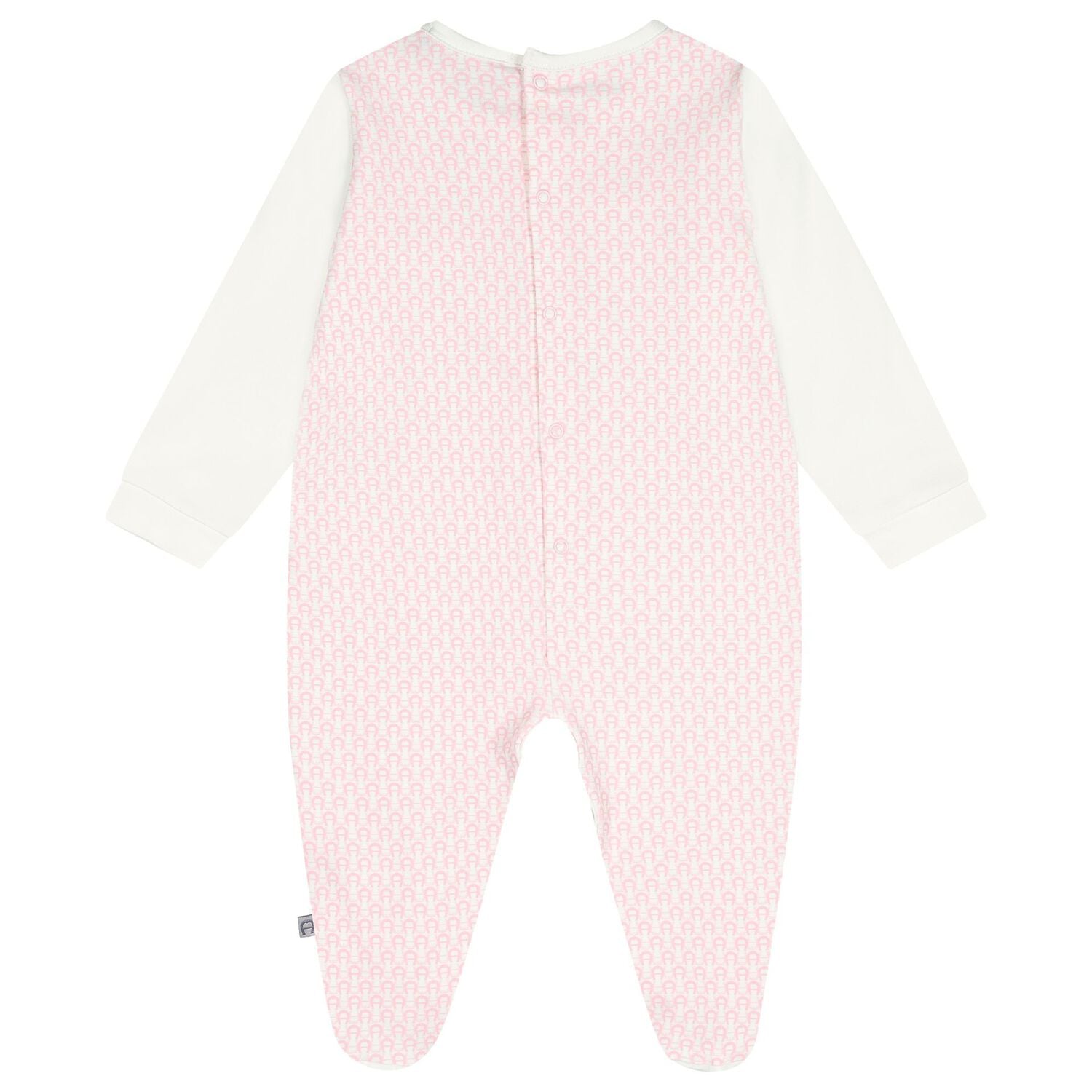 Baby Girls Ivory & Pink Teddy Bear Logo Babygrow, 3, hi-res