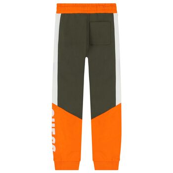 Boys Green & Orange Logo Joggers