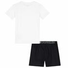 Boys White & Black Logo Pyjamas, 1, hi-res
