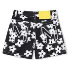 Girls Black Flower Shorts, 1, hi-res